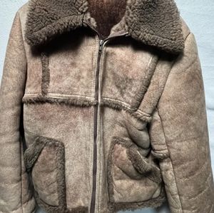 Vintage Lawrence Genuine Shearling Sheepskin Coat Brown Size 40